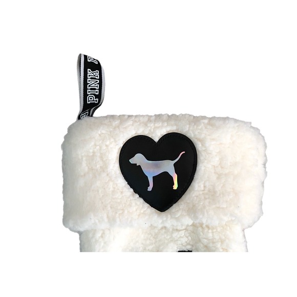 Christmas Victoria's Secret Stocking PINK Holographic Logo White - Picture 3 of 8